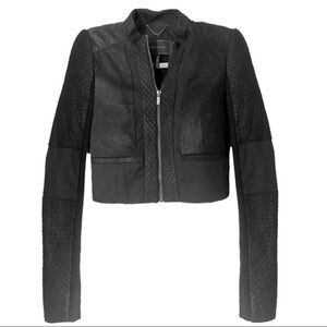 BCBGMaxAzria Kasen Black Cropped Faux Leather Motorcycle Jacket Women’s Size XS
